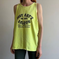 1990s Just Art's Saloon - Milwaukee, Wisconsin Neon Yellow Tank Top