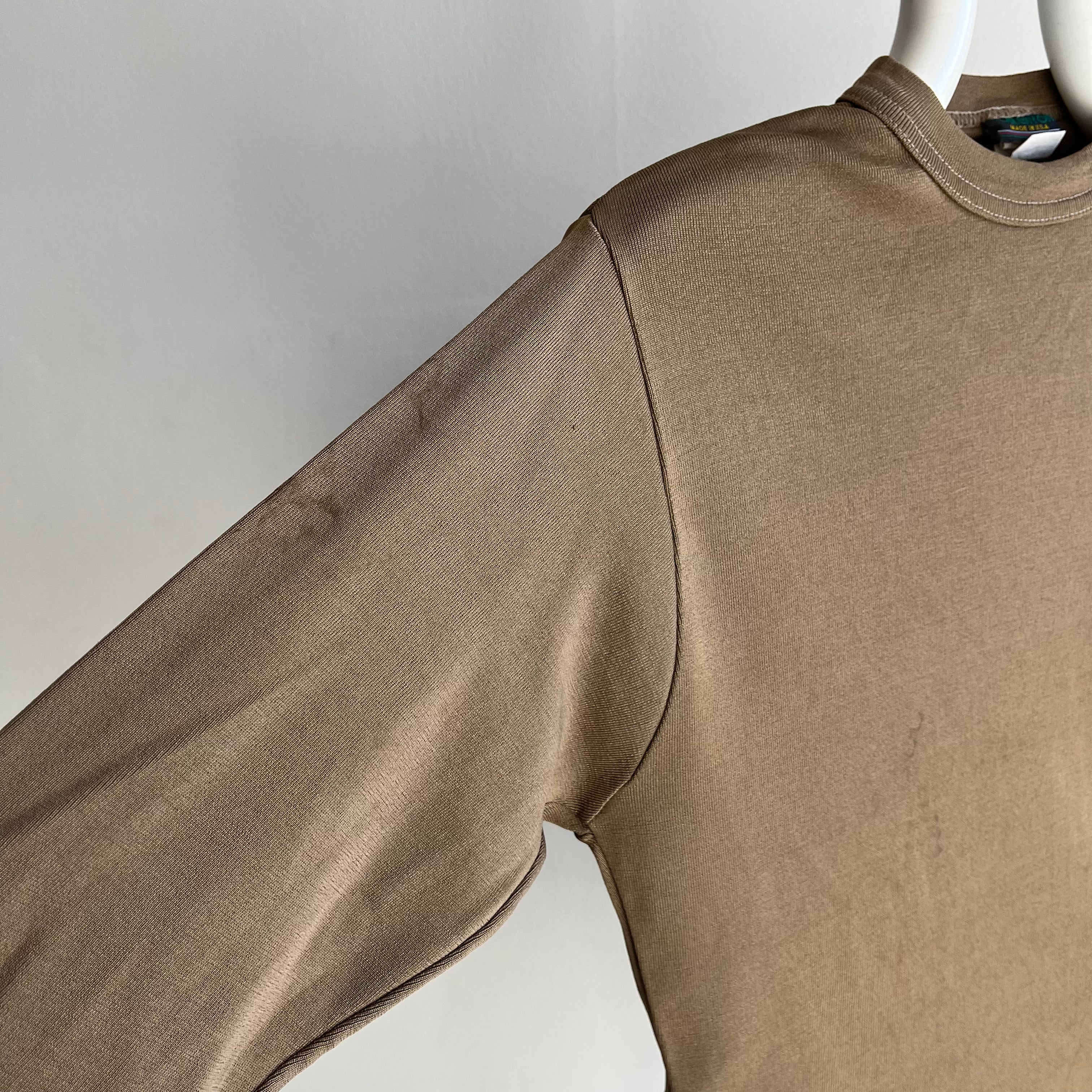 1980s Bronze Thermal Style Long Sleeve - Stretchy