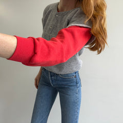 1980s Twofer - Layered Red and Gray Warm Up Sweatshirt - OMG!
