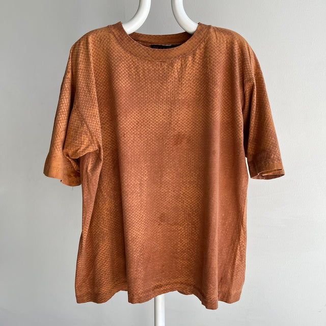 1990s Snakeskin Print Oversized Rusty Orange/Brown T-Shirt