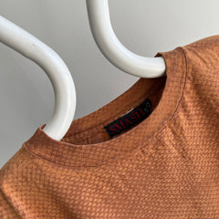 1990s Snakeskin Print Oversized Rusty Orange/Brown T-Shirt