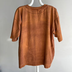 1990s Snakeskin Print Oversized Rusty Orange/Brown T-Shirt