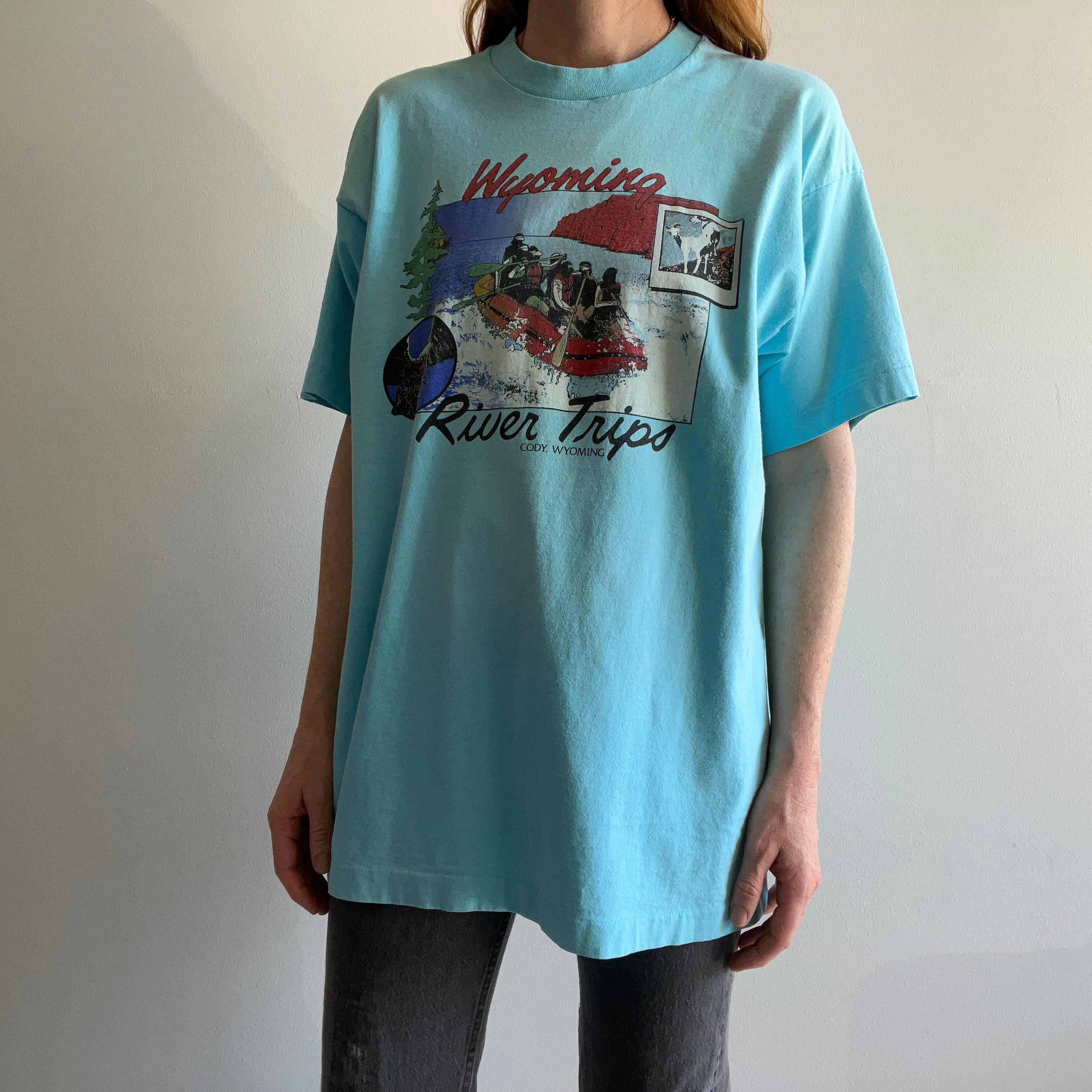 1980s Wyoming River Rafting Tourist T-Shirt