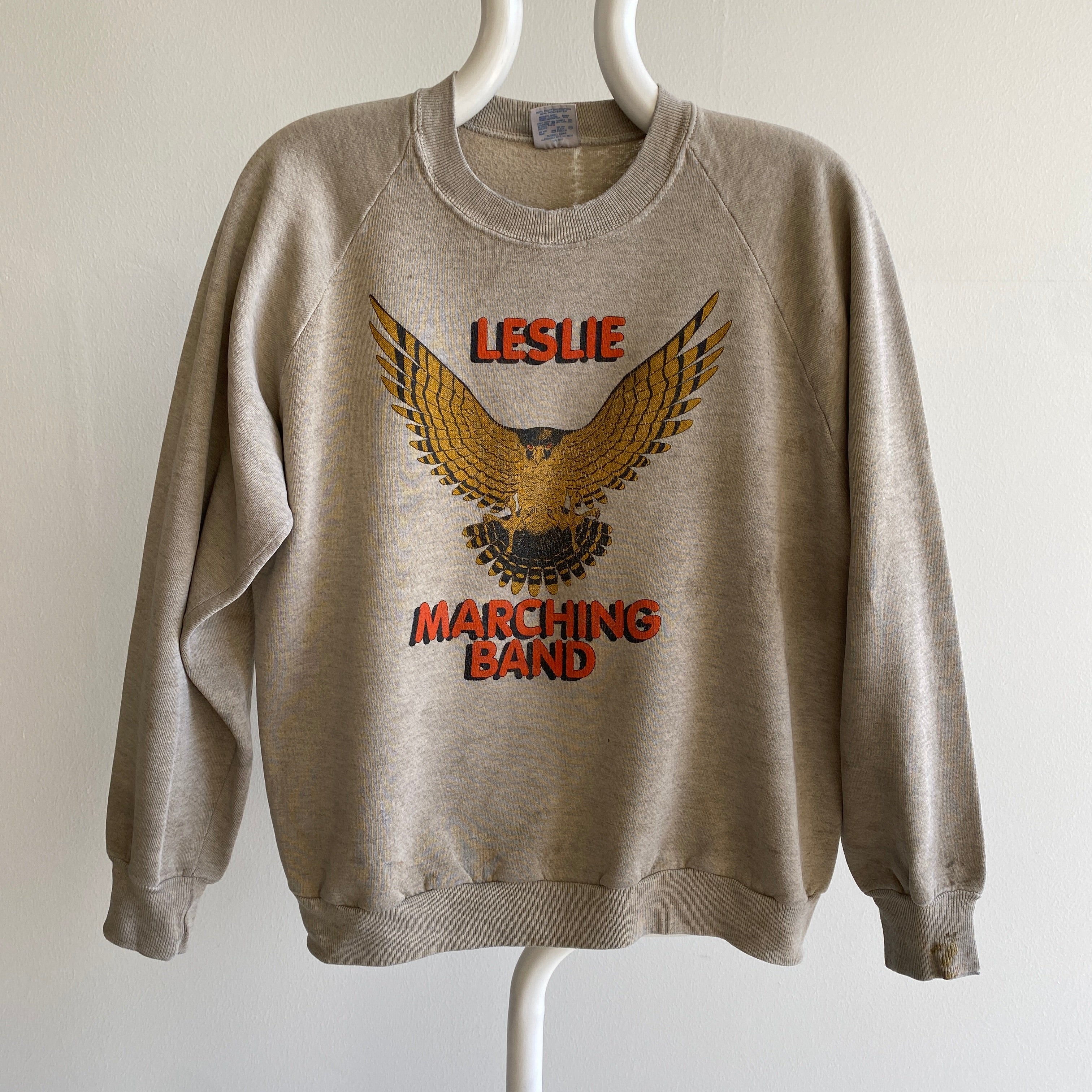 1980s BEYOND STAINED!!!!!!! Leslie Marching Band Epic Sweatshirt