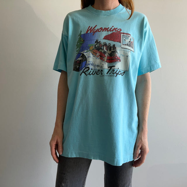 1980s Wyoming River Rafting Tourist T-Shirt