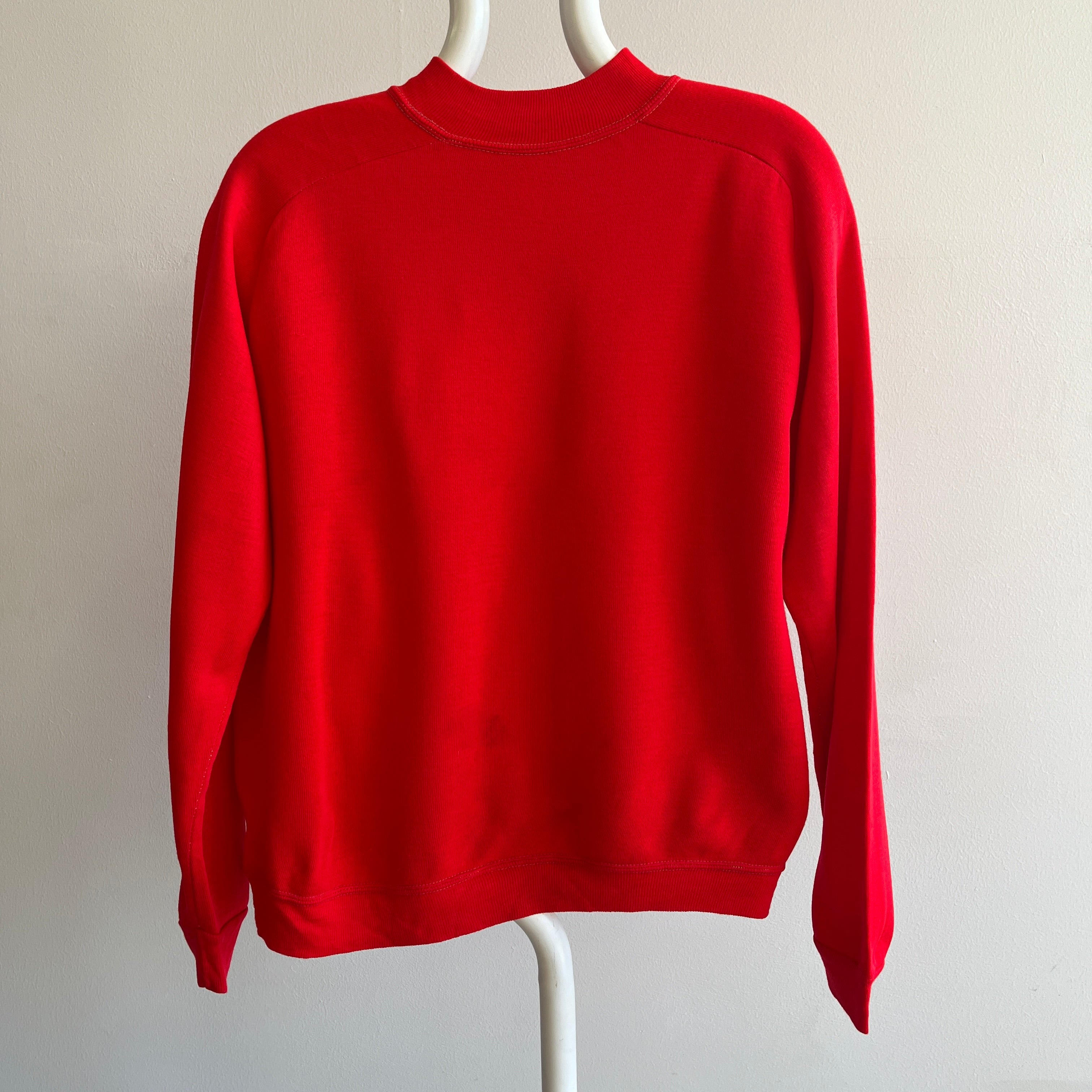 1950/60s Creslan Neon Orange/Red Rare Sweatshirt - look at the cut!