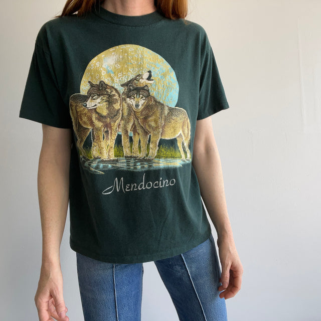 T-SHIRT TOURISTIQUE LOUP MENDOCINO DES ANNÉES 1980