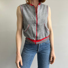 1980s Two Tone Gray and Red Vest - Lightly Thrashed