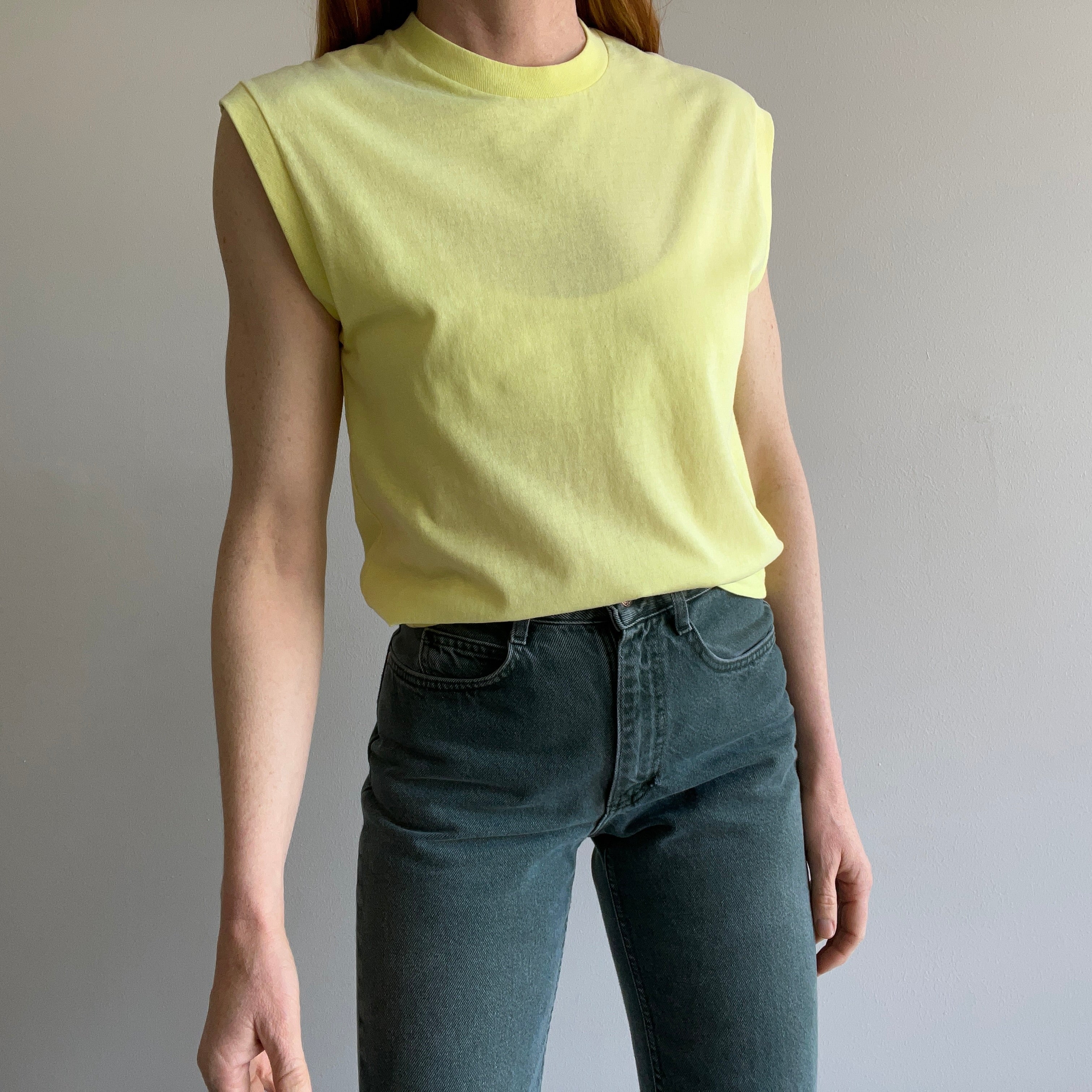 1980s Soft Blank Yellow Muscle Tank - So Good!