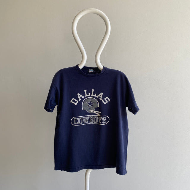 1970s Champion Blue Bar Dallas Cowboys Thrashed T-shirt en coton