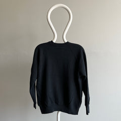 1980s Blank Black Raglan Sweatshirt by Bassett Walker