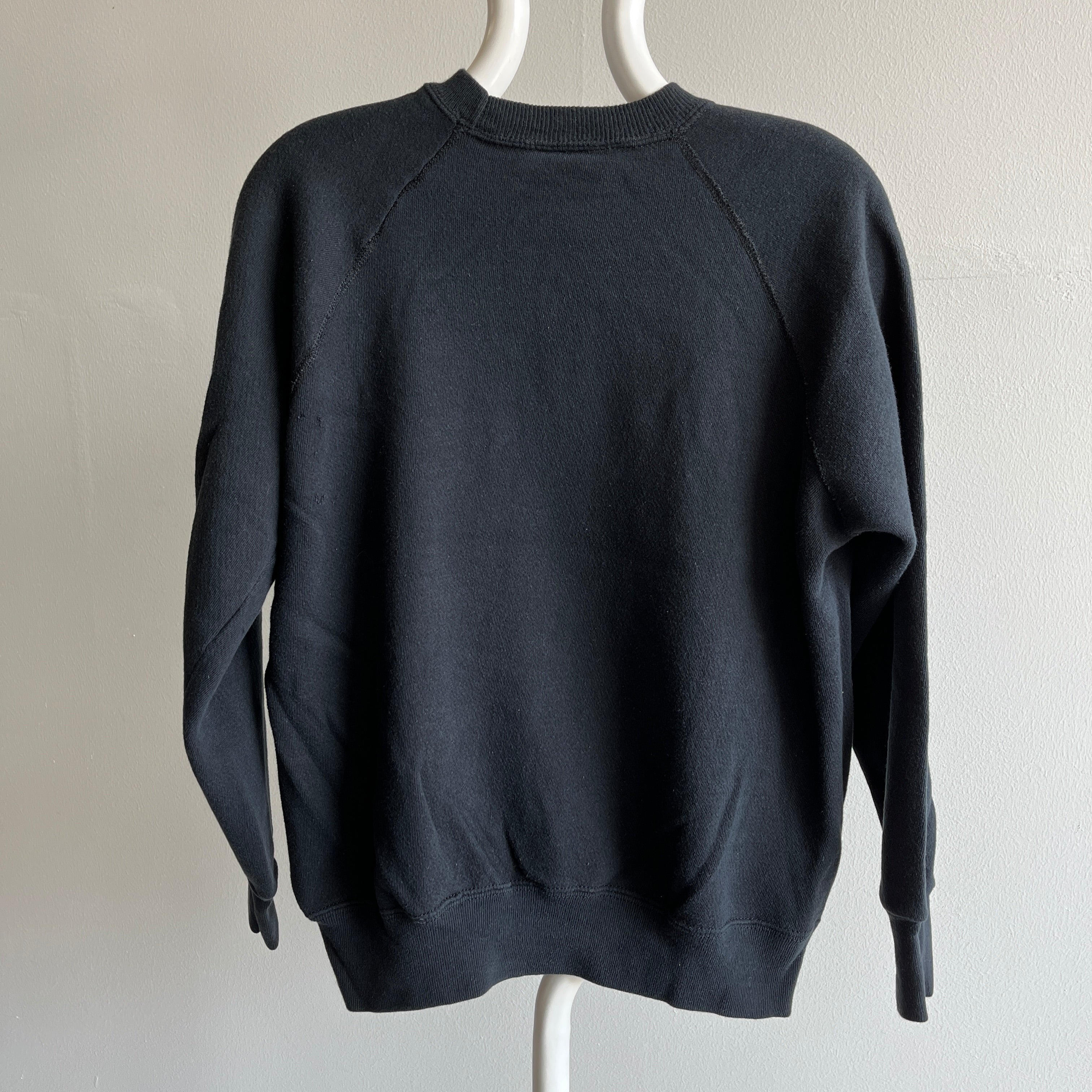 1980s Blank Black Raglan Sweatshirt by Bassett Walker