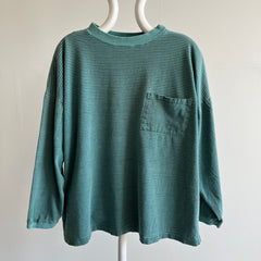 1990s Super Boxy Striped Long Sleeve Cotton T-Shirt - This is Dreamy!