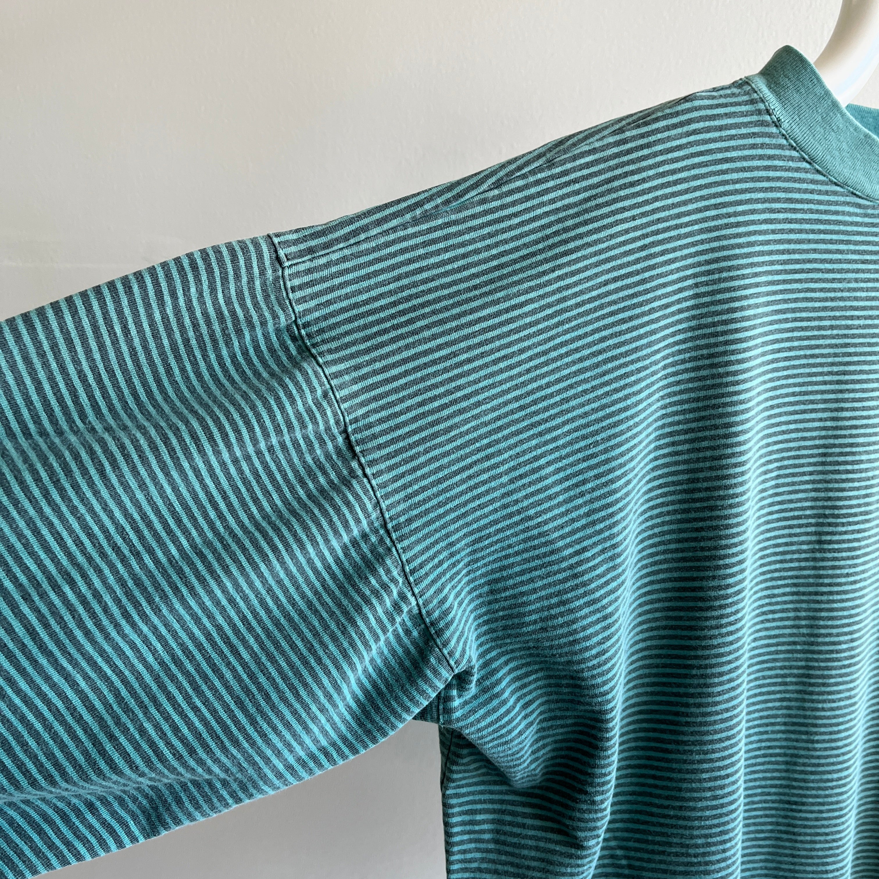 1990s Super Boxy Striped Long Sleeve Cotton T-Shirt - This is Dreamy!