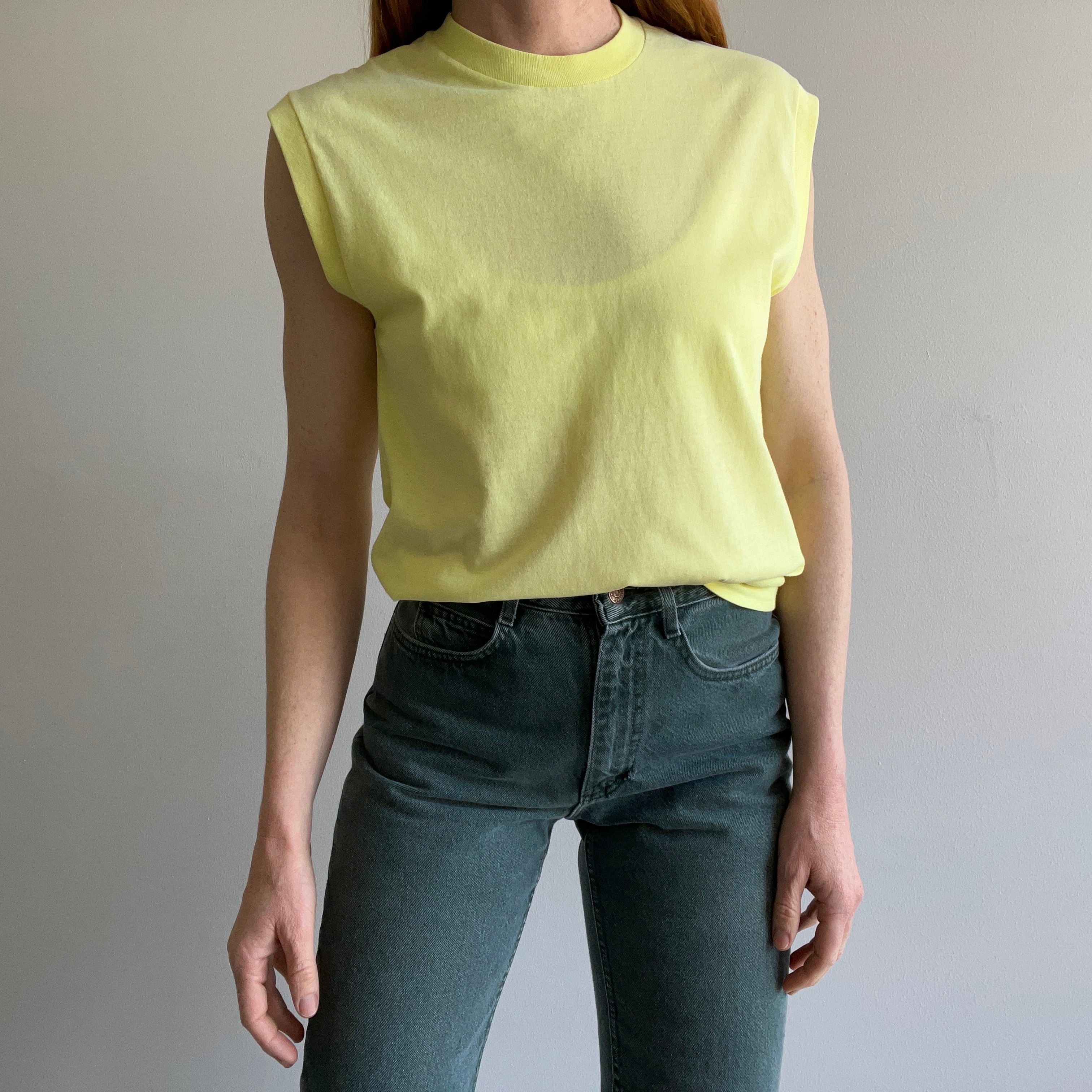 1980s Soft Blank Yellow Muscle Tank - So Good!