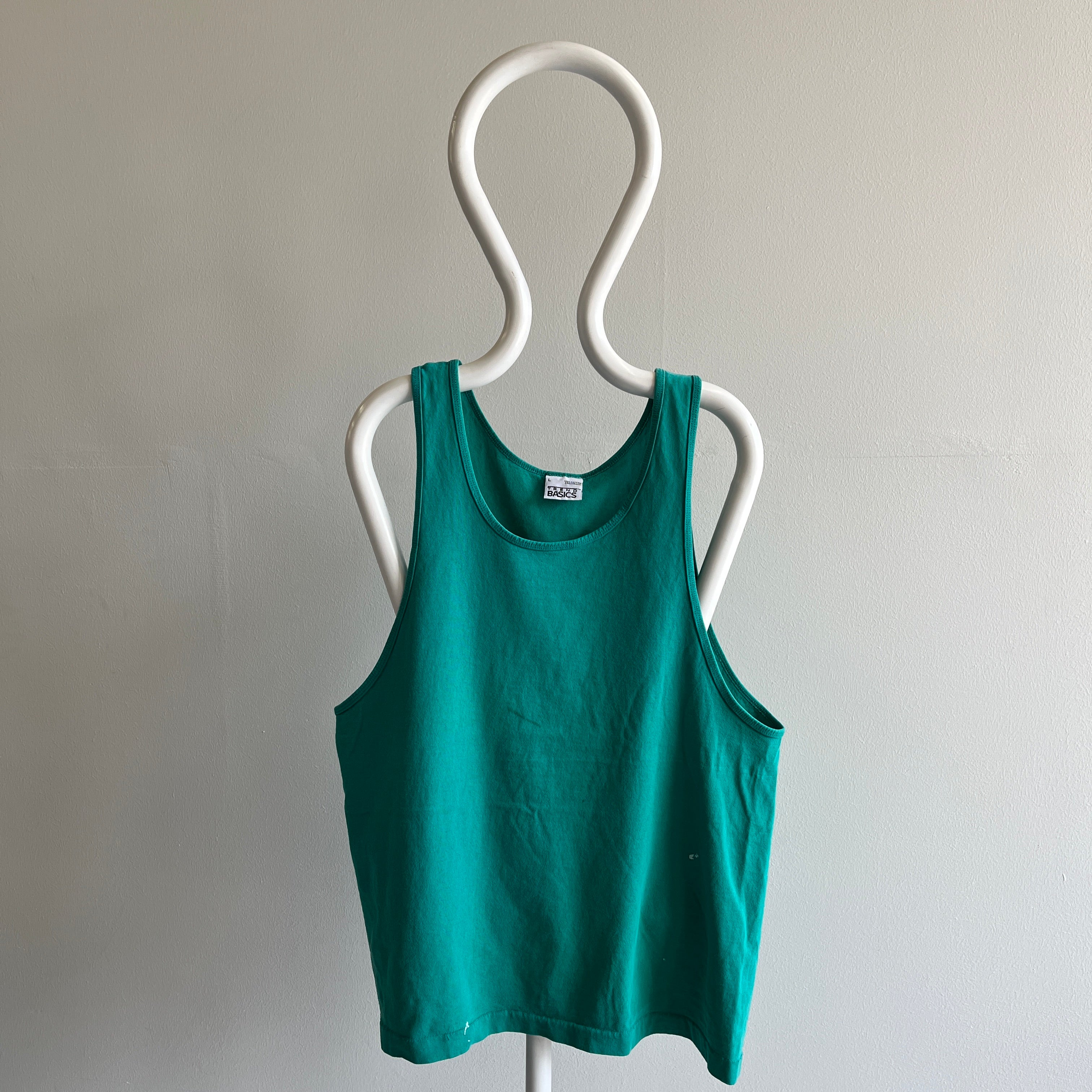 1990s Blank Teal Cotton Tank Top