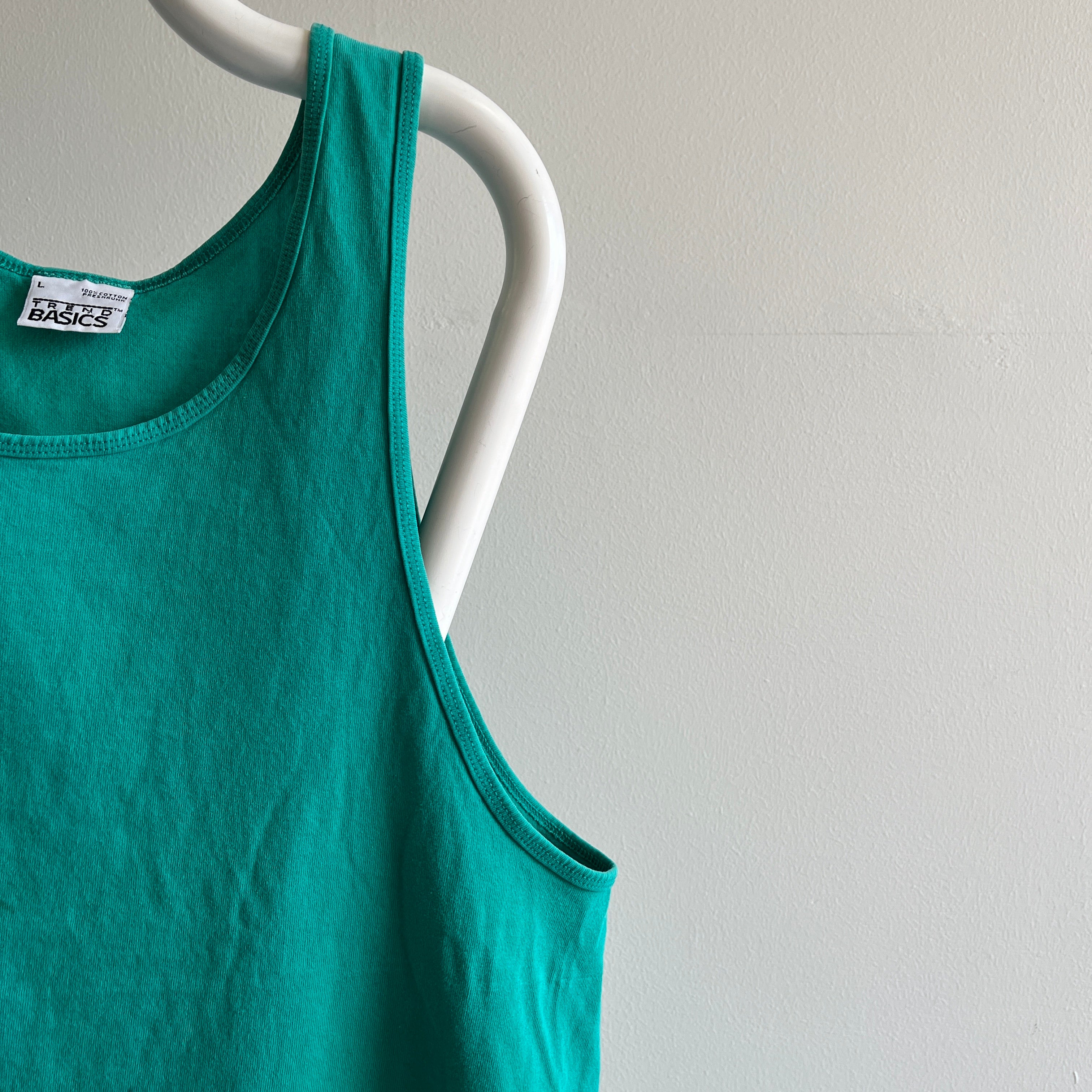 1990s Blank Teal Cotton Tank Top