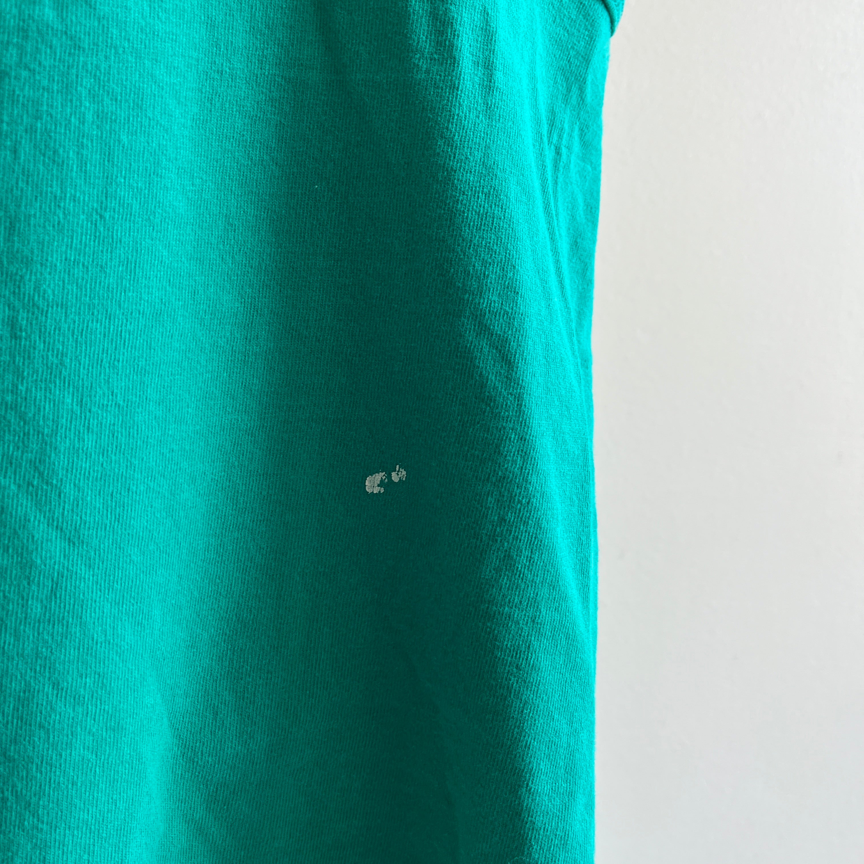 1990s Blank Teal Cotton Tank Top