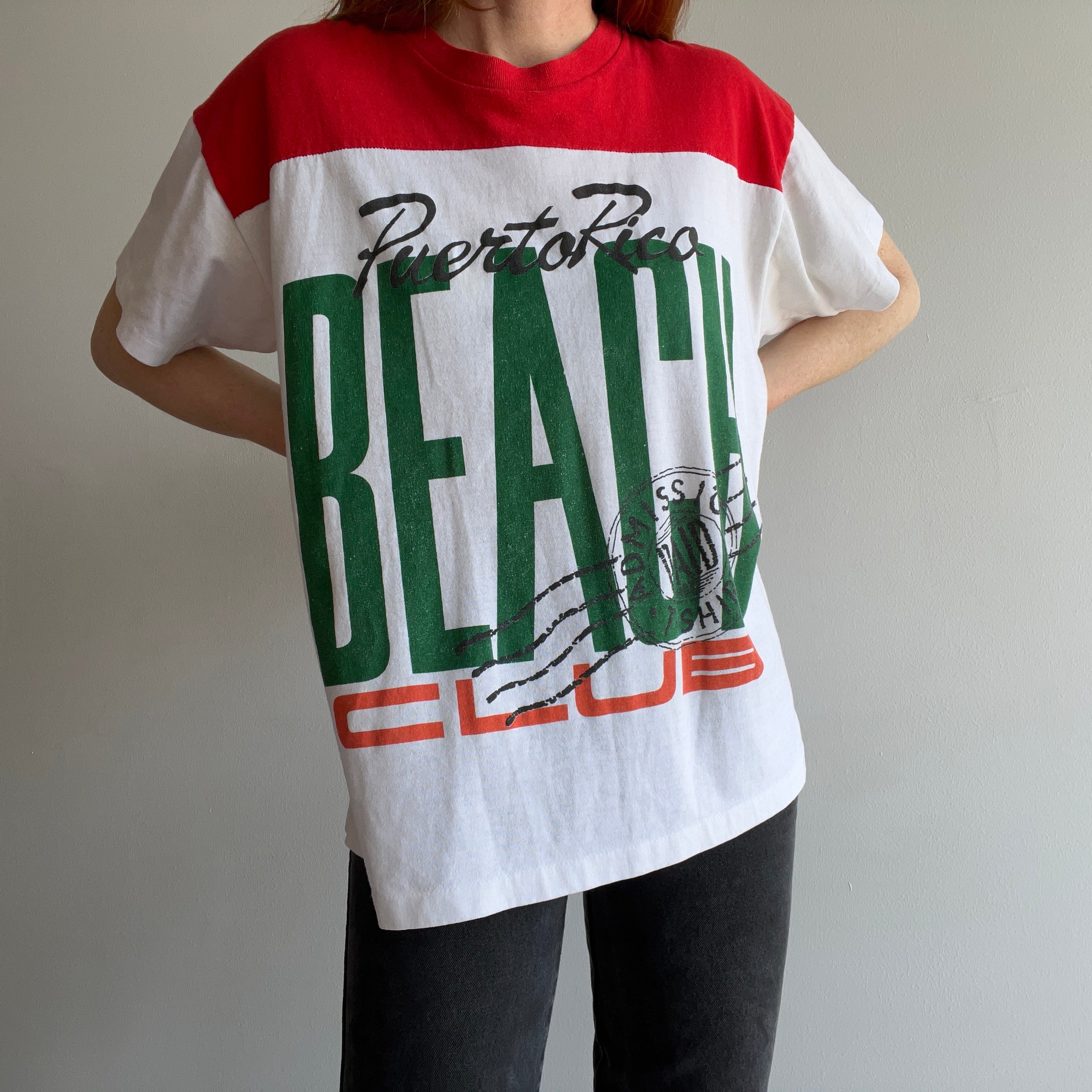 1980s Puerto Rico Beach Club Color Block T-Shirt