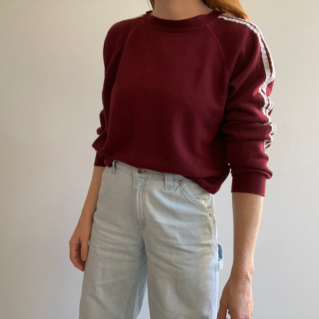 Raglan triple rayure bordeaux des années 1980