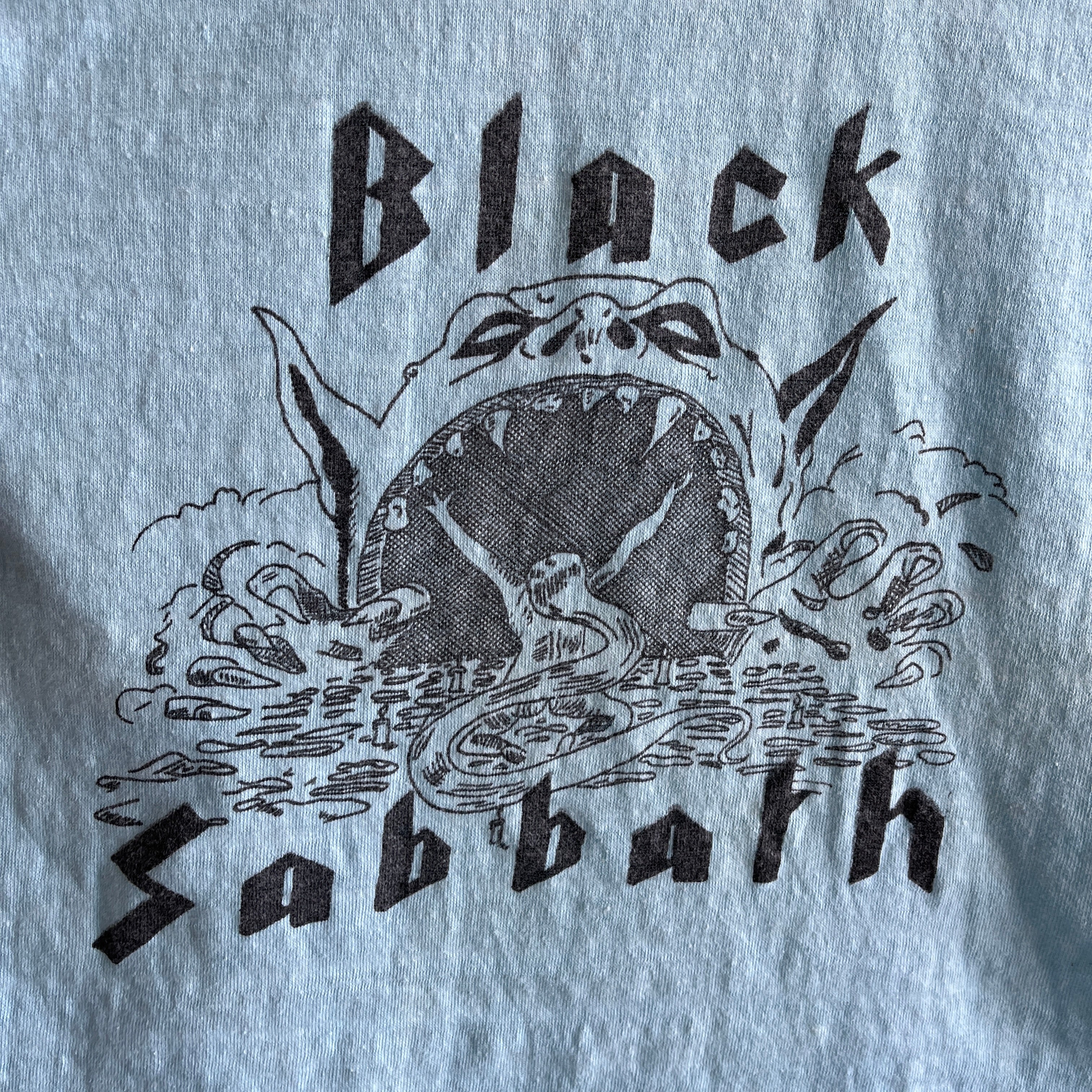 RARE des années 1970 !!!!!!!!!!!! Débardeur taille plus petite en tricot de coton Black Sabbath - WOW