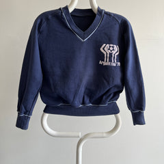 1978 Argentina Soccer V-Neck Sweatshirt - Smaller Size Sturdy Cotton Blend