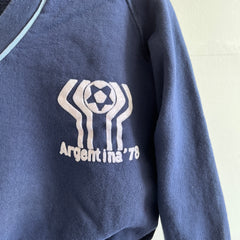 1978 Argentine Soccer V-Neck Sweat - Petite taille Mélange de coton robuste