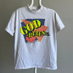 1990 God Rules Front and Back T-Shirt