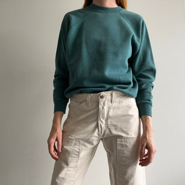 1990s Dark Jade Green Raglan by Tultex