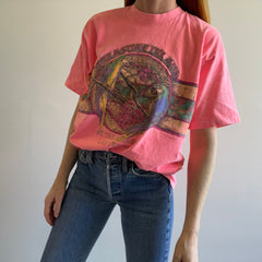 1980s Treasure Island At the Mirage Las Vegas Faded Neon Orange Tourist T-Shirt