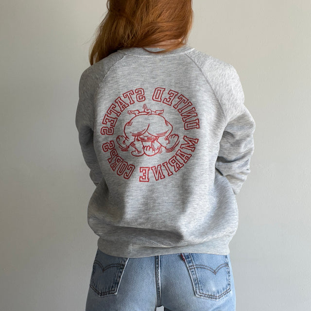 1970/80s Front and Back USMC Sweatshirt - The Bully Butt on The Backside!