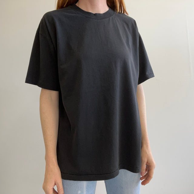 T-shirt surdimensionné noir épais 50/50 délavé des années 1990