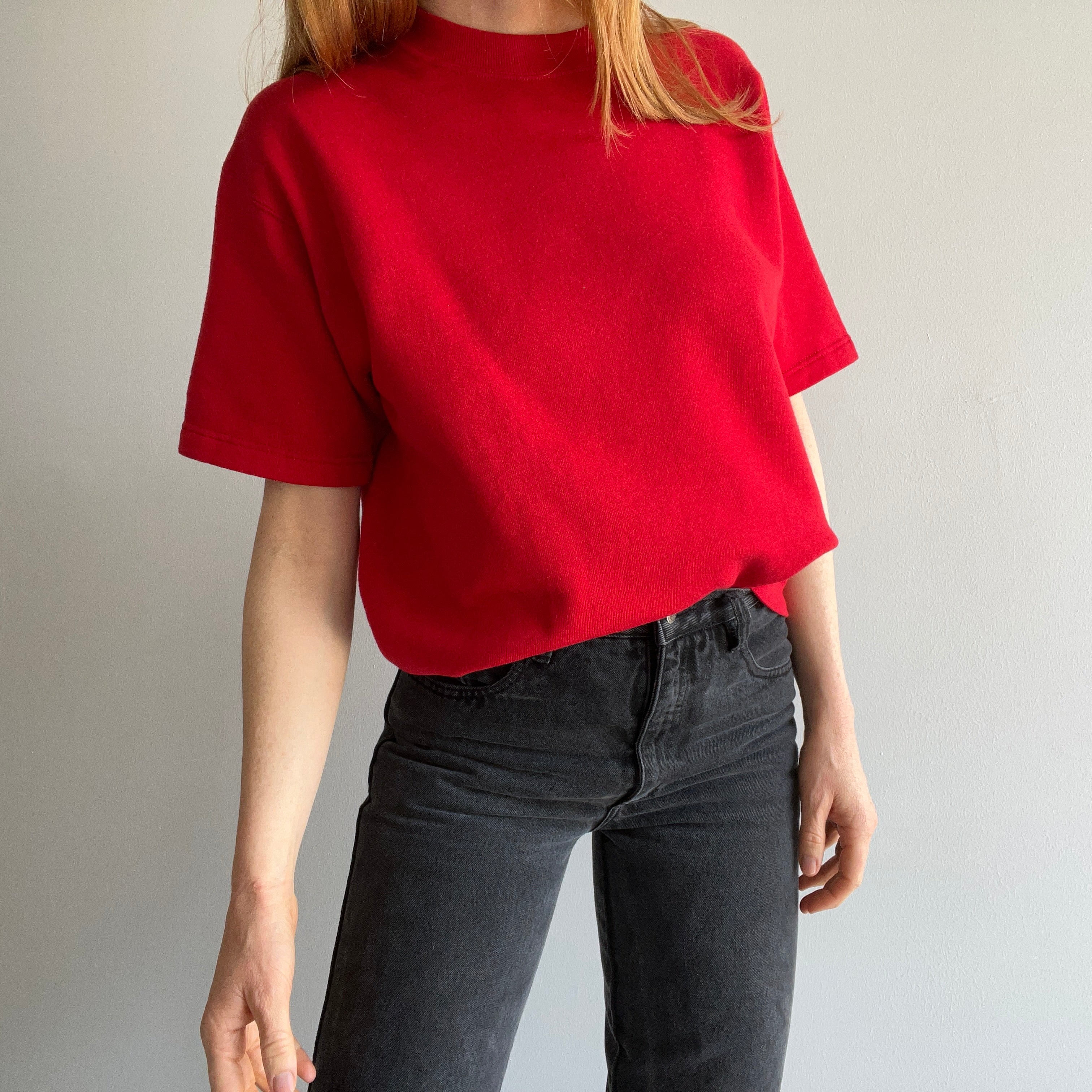 1980/90s Blank Red Warm Up T-Shirt Sweatshirt by Jerzees