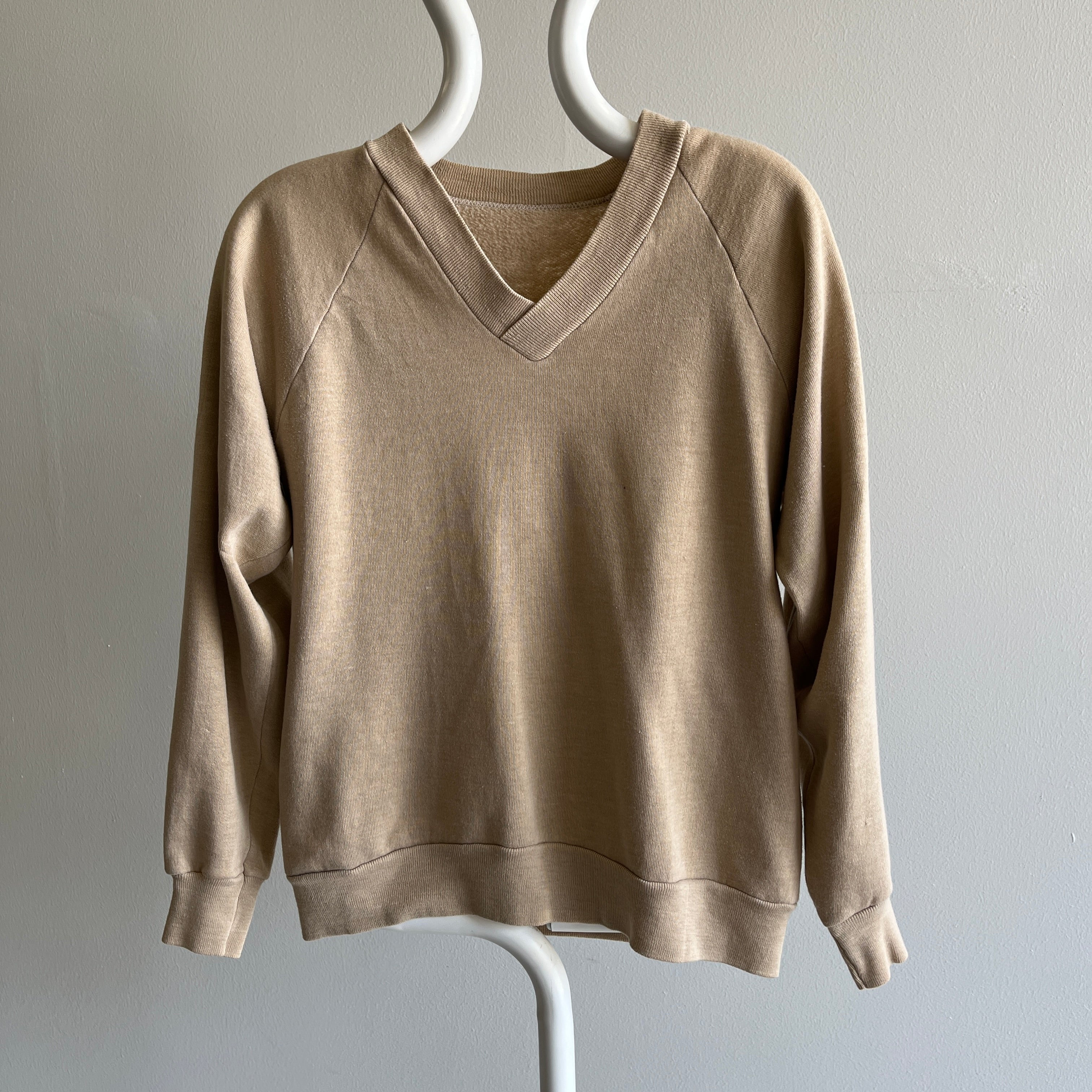 1970s Light Khaki V-Neck Dreamboat Sweatshirt