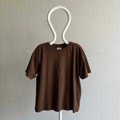 1990 Chocolate Brown Boxy Hanes Her Way Blank Cotton T-shirt