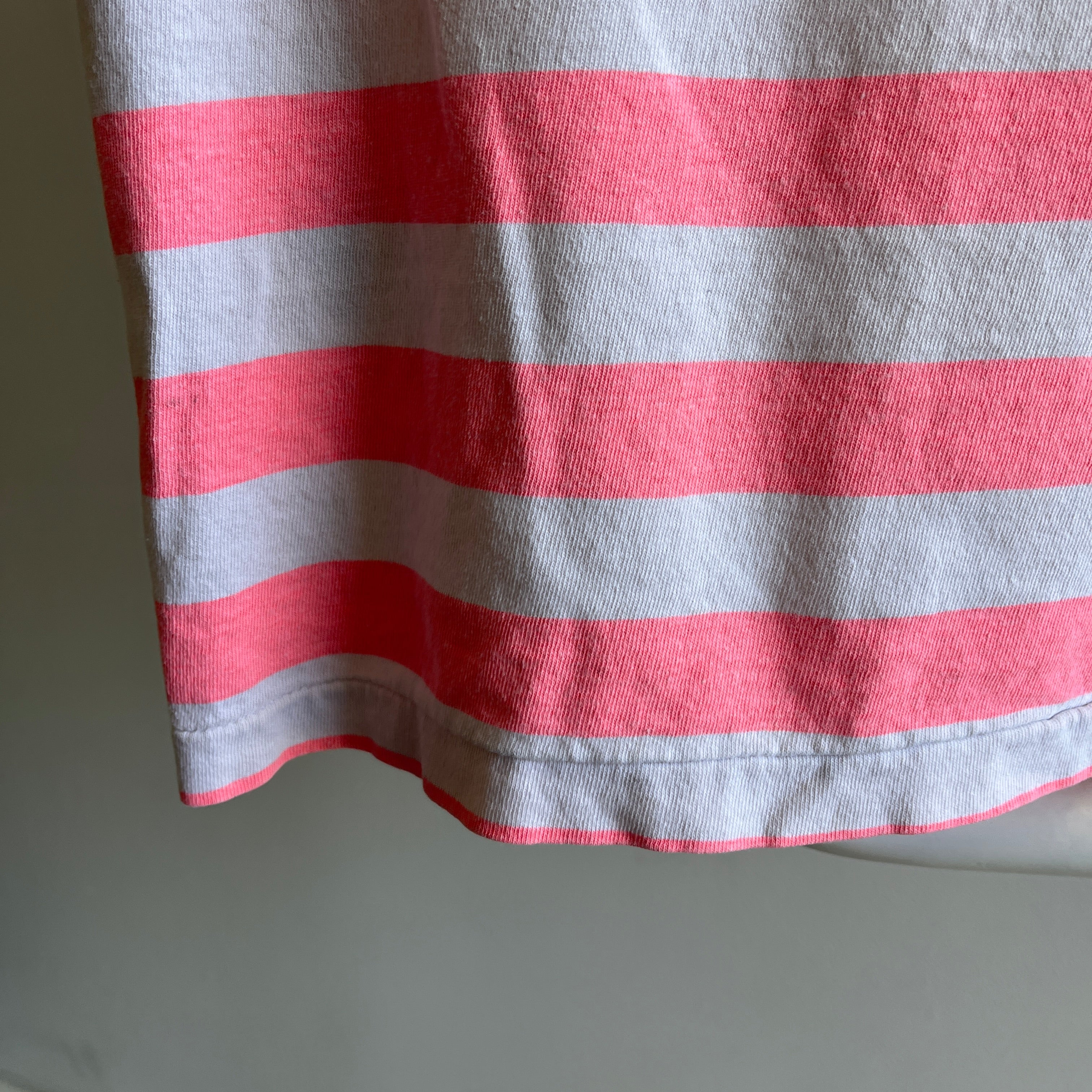 1990s Super Boxy Neon Striped Pocket T-Shirt - HUZZAH!