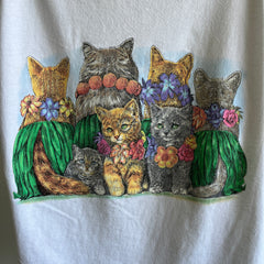 1990s Hawaiian Cats Front and Back T-Shirt - WOW