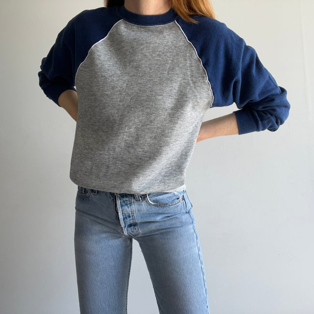 1970s Two-Tone Baseball Sweatshirt w Piping - Personal Collection Piece