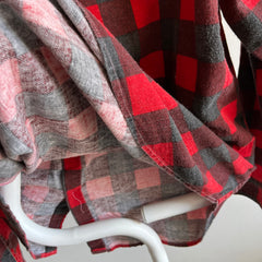 1980s Buffalo Plaid Lightweight Flannel - Cool Buttons!!