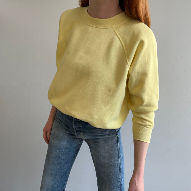 Raglan jaune pâle doux et confortable des années 1980 par Pannill - Grande forme !