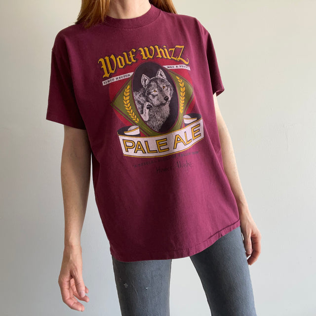 T-shirt des années 1990 (blague de papa) Wolf Whiz Pale Ale Homer, Alaska