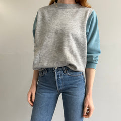 1980s Gray and Jade Color Block Sweatshirt