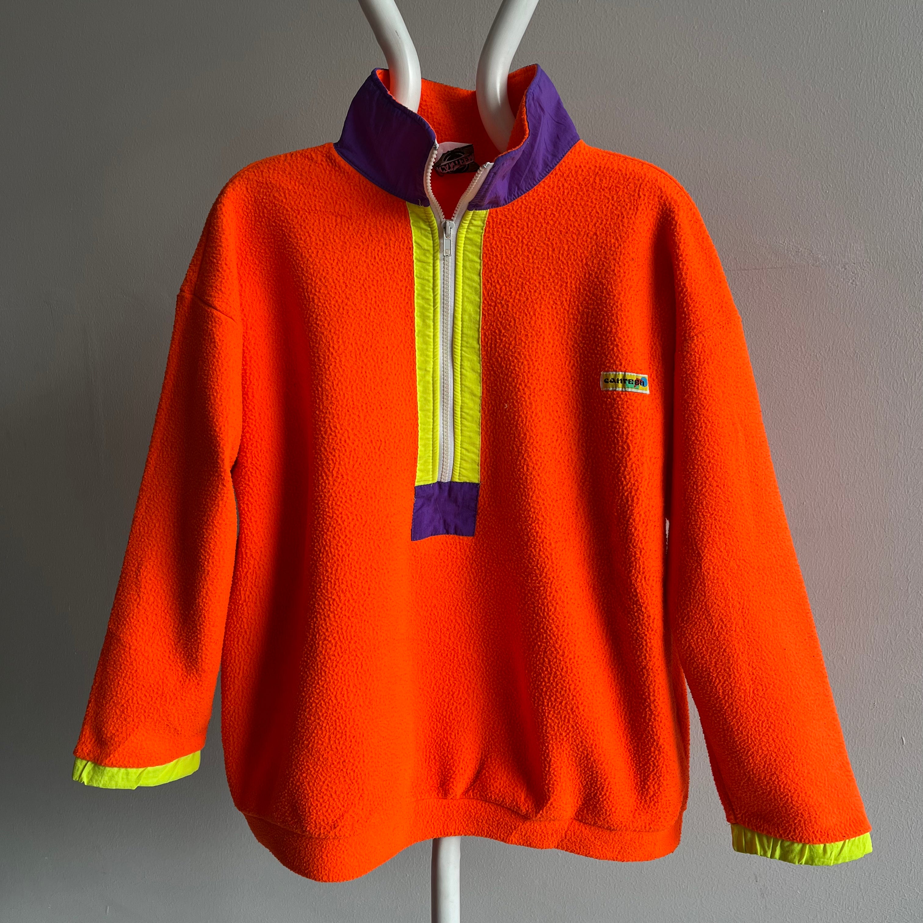 ÉPIQUE DES ANNÉES 1980 !!!!! Polaire 1/4 Zip NEON par Canteen