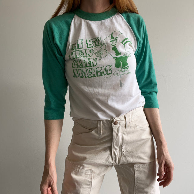 1980 The Big Mean, T-shirt de baseball teinté à la machine verte