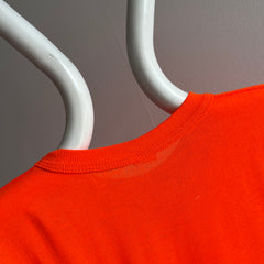 T-shirt orange fluo très doux des années 1980