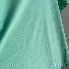 T-shirt en coton vert/bleu écume de mer super doux des années 1980