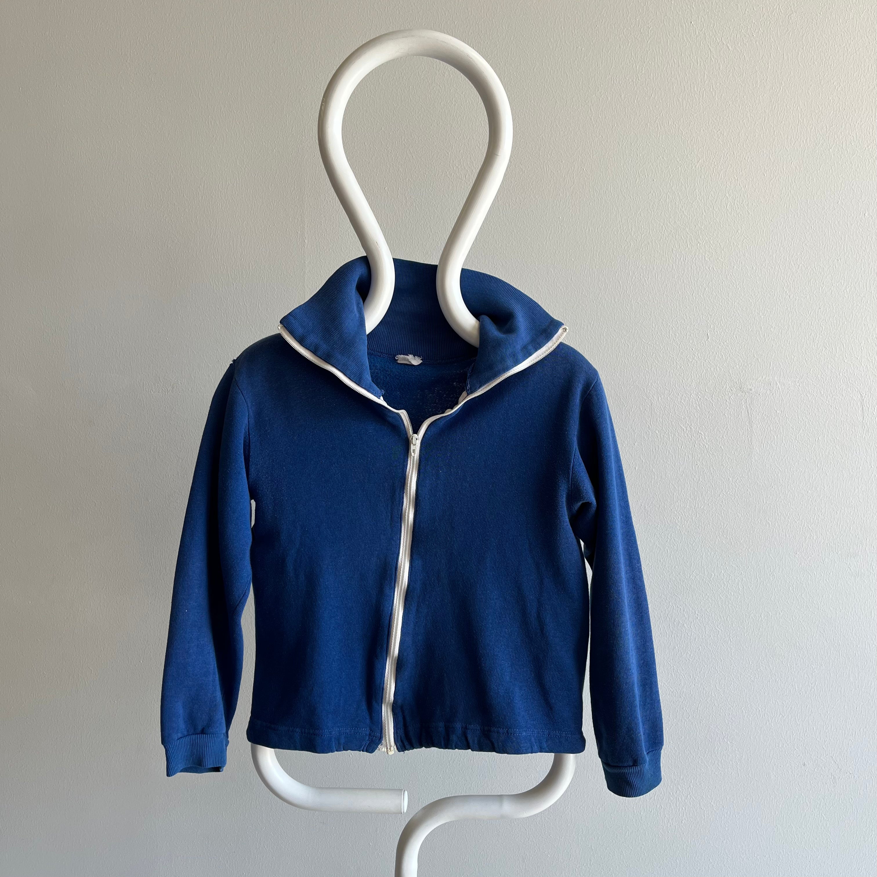 1960/70s Beat Up and Slouchy Mock Neck Zip Up