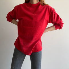 1980s Blank Red Long Sleeve Cotton T-Shirt by Hanes