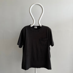 1980s Jockey Faded Blank Black Pocket T-Shirt