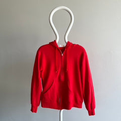 1980s Red Zip Up Hoodie